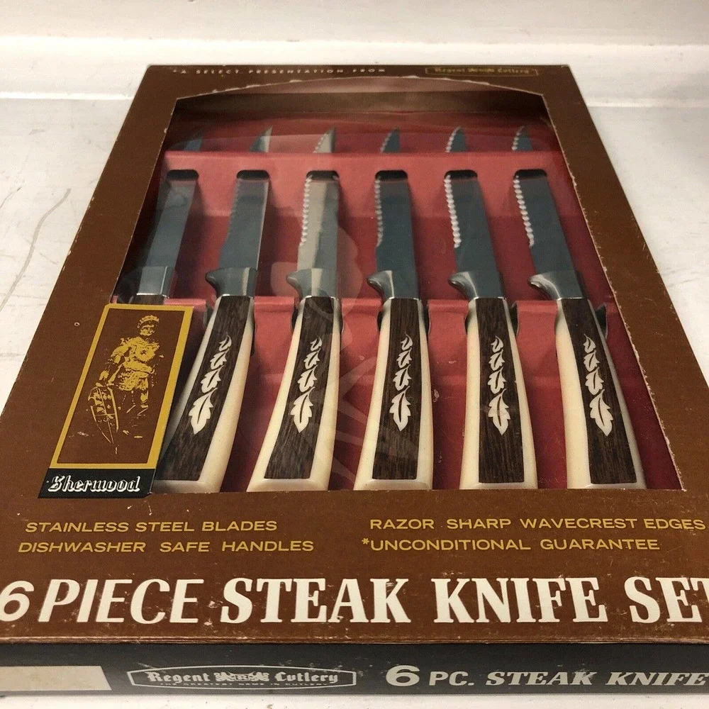 VINTAGE Regent Sheffield Stainless Steel JAPAN Cutlery Steak Knife Set‎ of 6